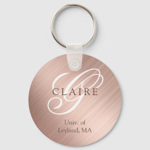 Back To School Pink Monogram Key Ring