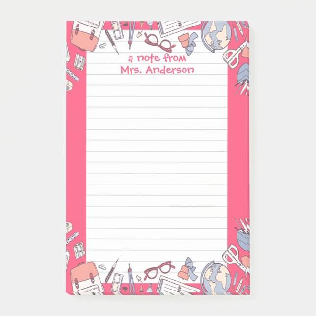 Back to School Pink Post-it Notes (Front)