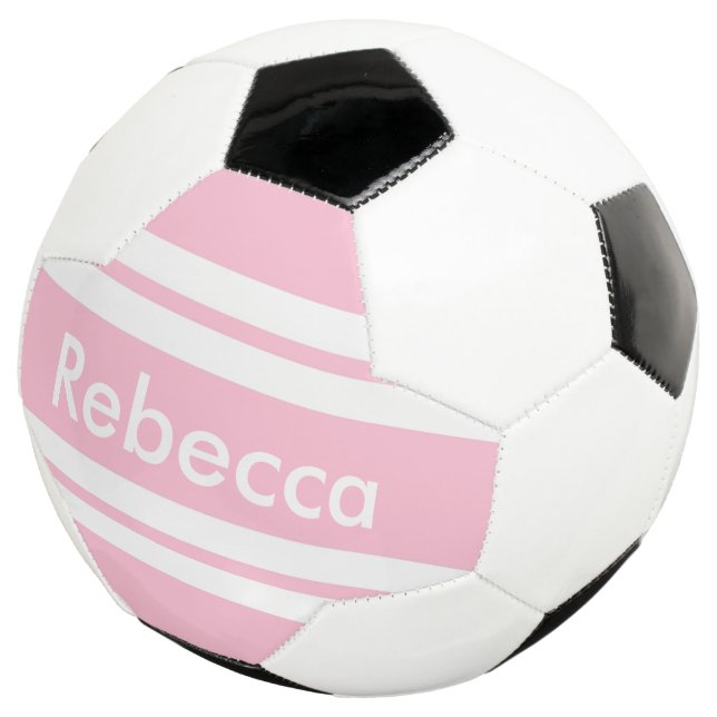 back to school pink stripes customisable soccer ball (Three Quarter)