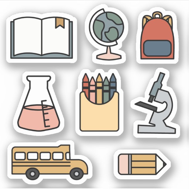 Back to School Planner Stickers Bus Crayon Book  (Front)