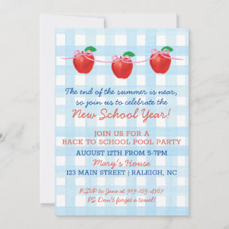 Back To School Pool Party Invitation