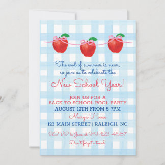 Back To School Pool Party Invitation