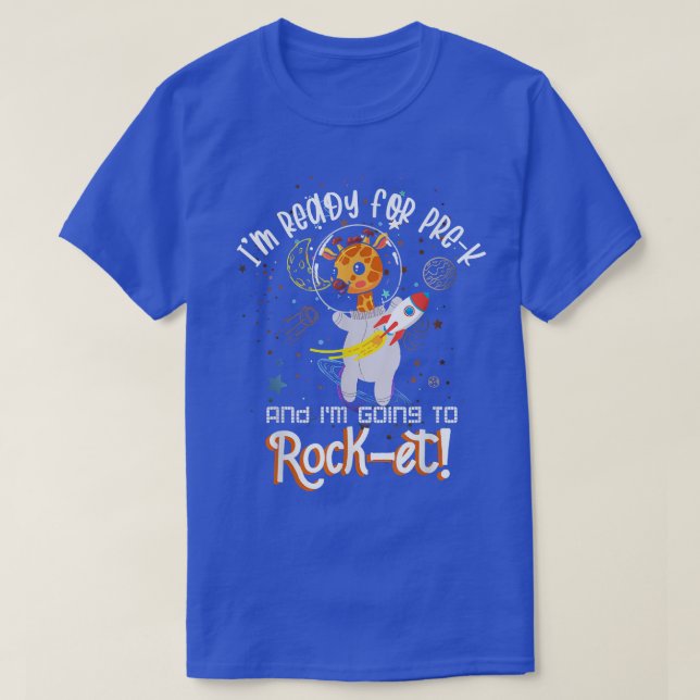 Back To School PreK Space Rocket Astronaut Giraffe T-Shirt (Design Front)
