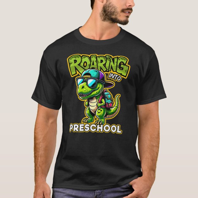 Back to School Preschool Dinosaur First Day of Sch T-Shirt (Front)