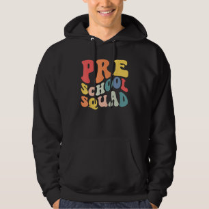 Back to School Preschool Squad Groovy Teacher Kids Hoodie