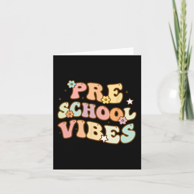 Back To School Preschool Vibes Retro Student Teach Card (Front)