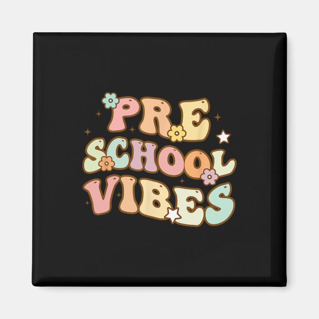 Back To School Preschool Vibes Retro Student Teach Magnet (Front)