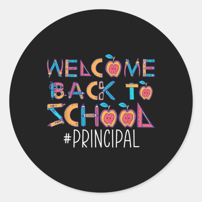 Back To School Principal  Classic Round Sticker (Front)