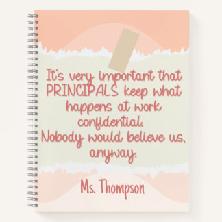 Back to school Principal Retro Peach Wavy Funny Notebook