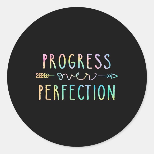 Back To School Progress Over Perfection Motivation Classic Round Sticker (Front)