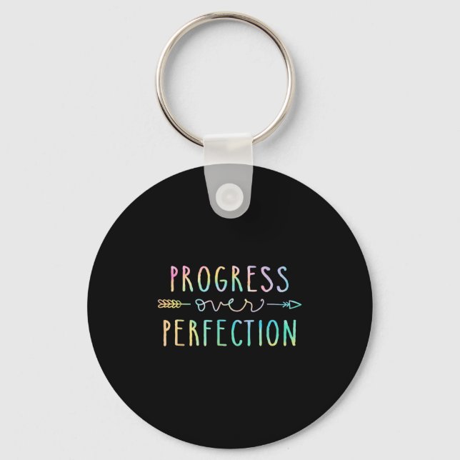 Back To School Progress Over Perfection Motivation Key Ring (Front)