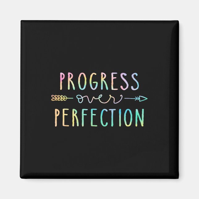 Back To School Progress Over Perfection Motivation Magnet (Front)
