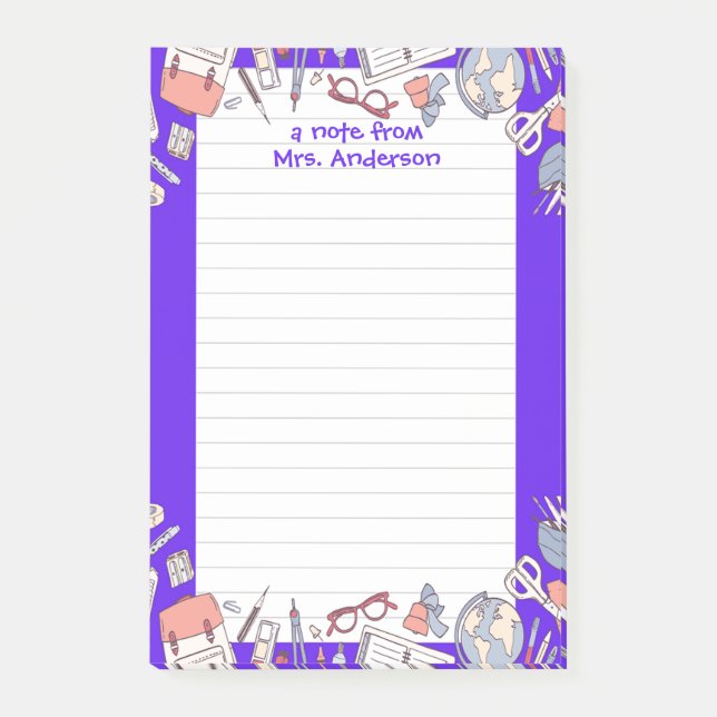 Back to School Purple Post-it Notes (Front)