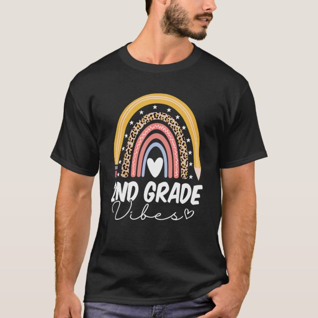 Back To School Rainbow 2nd Second Grade Vibes Teac T-Shirt (Front)
