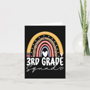 Back To School Rainbow 3rd Third Grade Squad Teach Card