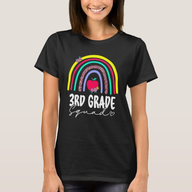 Back To School Rainbow 3rd Third Grade Squad Teach T-Shirt (Front)