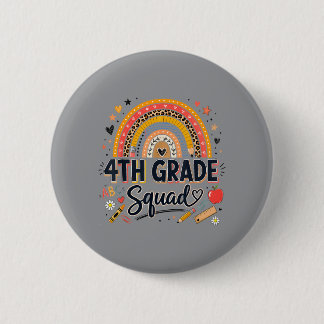 Back To School Rainbow 4th Fourth Grade Squad For 6 Cm Round Badge