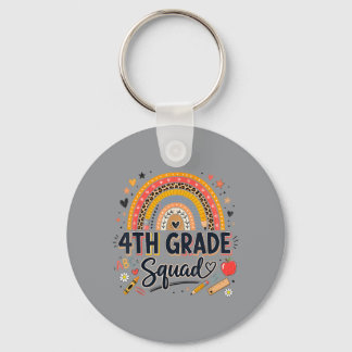Back To School Rainbow 4th Fourth Grade Squad For Key Ring