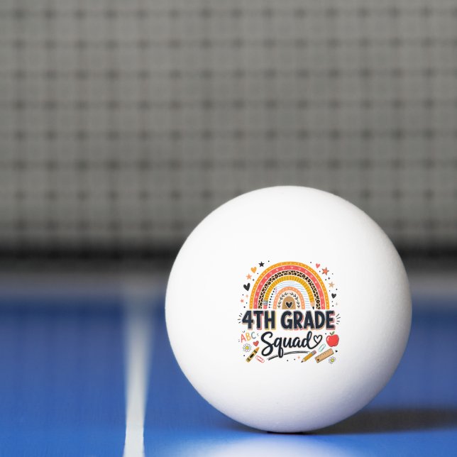 Back to School Rainbow 4th Fourth Grade Squad Ping Pong Ball (Net)