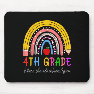 Back To School Rainbow 4th Grade Where The Adventu Mouse Pad