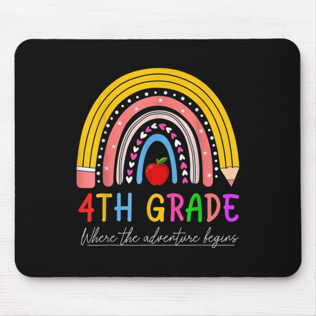 Back To School Rainbow 4th Grade Where The Adventu Mouse Pad (Front)
