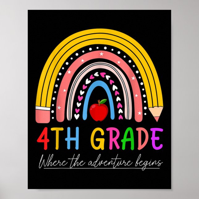 Back To School Rainbow 4th Grade Where The Adventu Poster (Front)