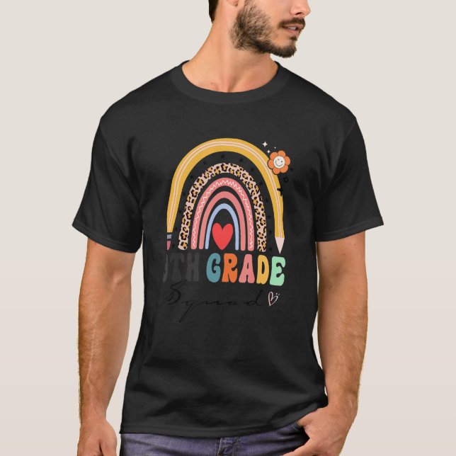 Back To School Rainbow 9th Ninth Grade Squad Teach T-Shirt (Front)