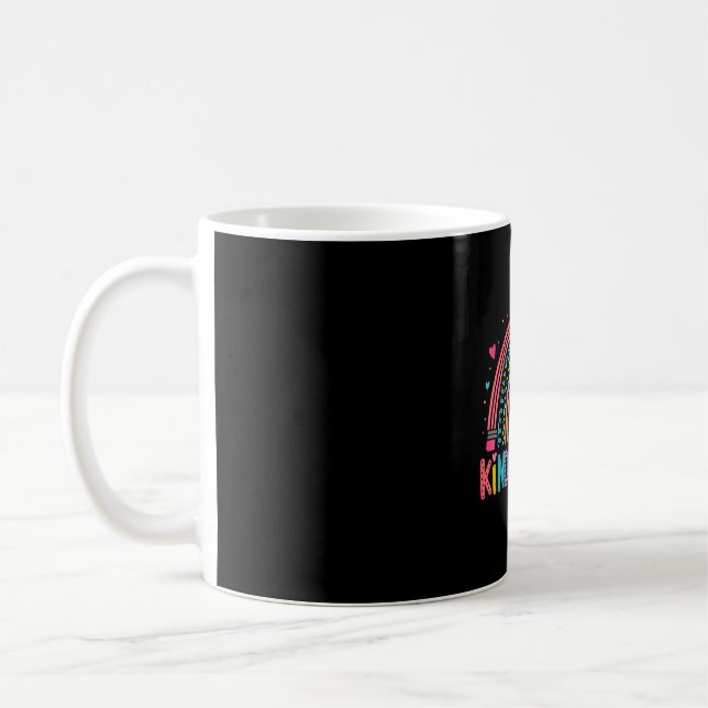Back to school rainbow kindergarten teacher coffee mug (Left)