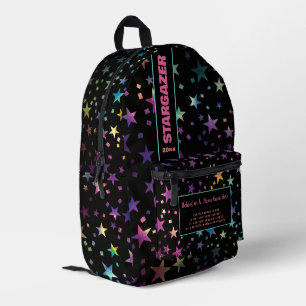 Back To School Rainbow Pastel Glitter Starry Night Printed Backpack