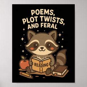 Back To School Reading Teacher Racoon Poem Plot T Poster