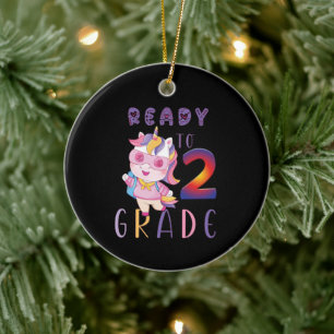 Back To School, Ready To 2Th Grade Ceramic Tree Decoration