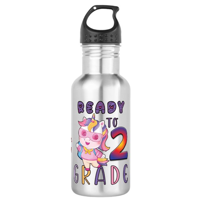 Back To School, Ready To 2Th Grade Desk Organiser 532 Ml Water Bottle (Front)