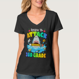 Back To School Ready To Attack 3rd Grade Shark Boy T-Shirt