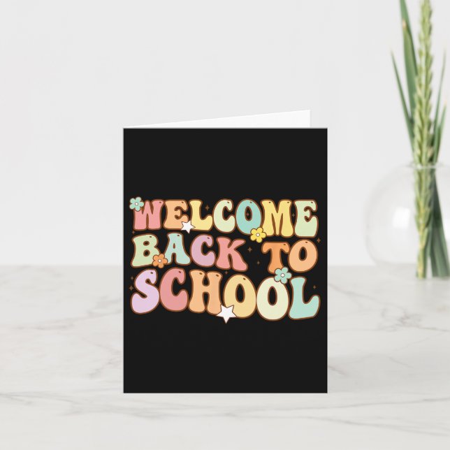 Back To School Retro First Day Of School Teacher  Card (Front)