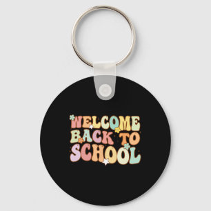 Back To School Retro First Day Of School Teacher  Key Ring