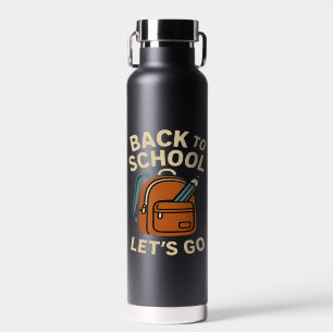 Back to School Retro students teachers and parents Water Bottle