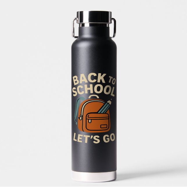 Back to School Retro students teachers and parents Water Bottle (Front)