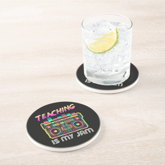 Back to School Retro Teaching is My Jam 80s Coaster (Side)