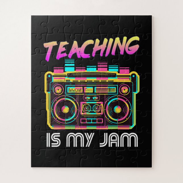 Back to School Retro Teaching is My Jam 80s Jigsaw Puzzle (Vertical)