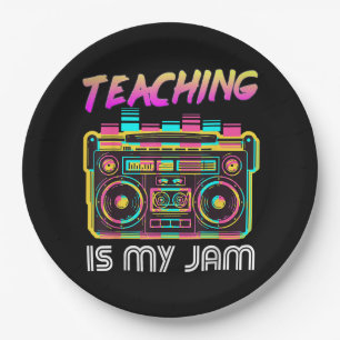 Back to School Retro Teaching is My Jam 80s Paper Plate