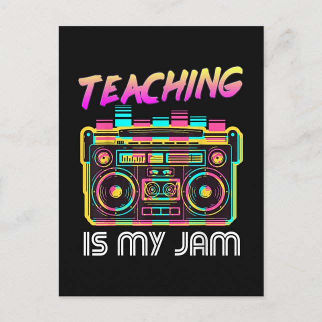 Back to School Retro Teaching is My Jam 80s Postcard (Front)