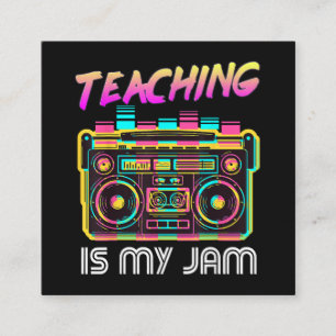 Back to School Retro Teaching is My Jam 80s Square Business Card