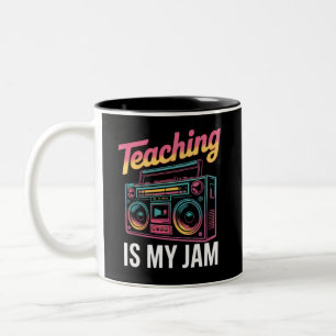 Back to School Retro Teaching is My Jam 80s  Two-Tone Coffee Mug