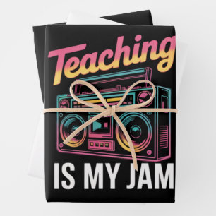 Back to School Retro Teaching is My Jam 80s  Wrapping Paper Sheet