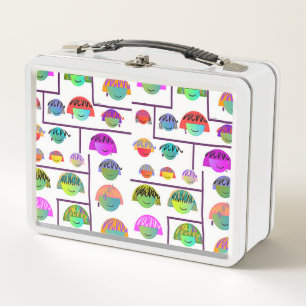 Back To School Retro Vintage Smiling Faces Metal Lunch Box