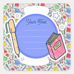 Back to school. School Supplies Background Square Sticker