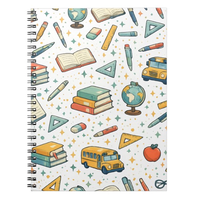Back to School School Supplies Pattern Notepad Notebook (Front)