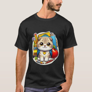 Back To School Scottish Fold Cat Boys Girls Studen T-Shirt