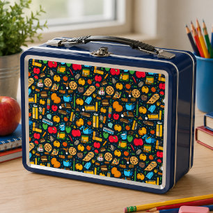 Back to School Seamless Pattern Metal Lunch Box