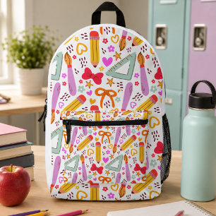 Back to School Seamless Patterns Printed Backpack